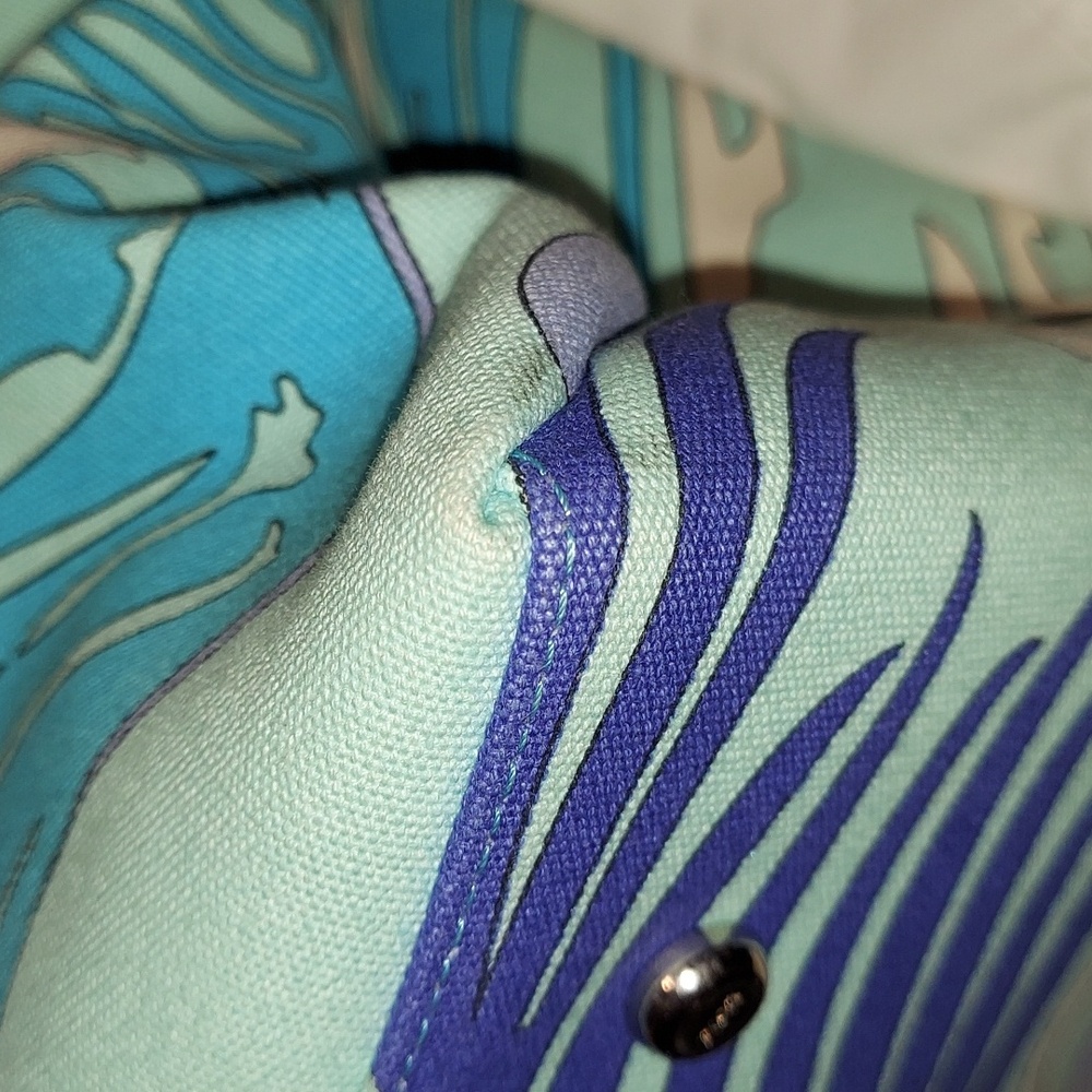 EMILIO PUCCI-Vintage authentic Pucci print Blue,Turquoise Canvas & Leather bag - Picture 8 of 15